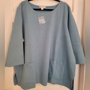 Coldwater Creek Blue Textured Knit Tunic 3XL